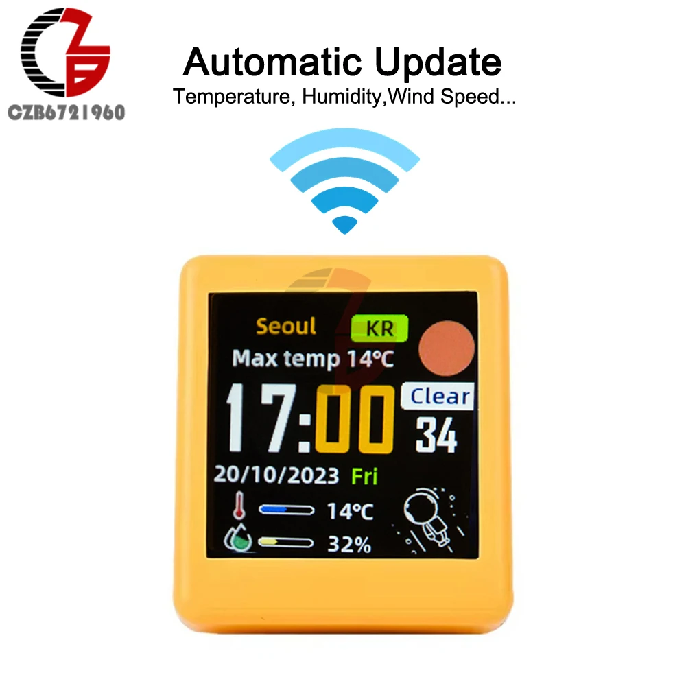 Thermometer Hygrometer Digital Thermometer Temperature and Humidity Meter Hygrometer Thermometer Digital Display Thermometer Hygrometer Mini Smart WIFI Weather Station Weather Temperature Humidity Time Alarm Clock