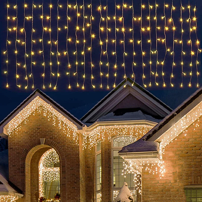 thumbnail image 1 of Guirnalda de luces LED con forma de carámbano para exteriores, guirnalda de luces para la calle, decoración para bodas, Año Nuevo y Navidad, 1 of 5