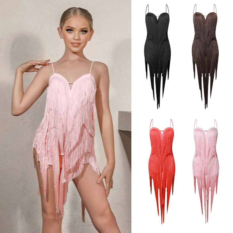 

Crypto Full Fringes Dress Sexy Slip Latin Dance Dresses Skirts Girls Ballroom Dance Competition Dress Kids Practice Cloth SL6835