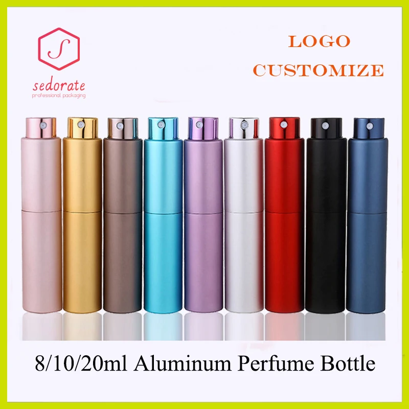 5/10/20/50pcs 8ml 10ml 20ml Aluminum Perfume Spray Bottle Rotate Glass Atomiser Perfume Spray Travel Tool Refill Bottle RS70801