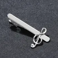 Fashion Men Tie Clip Treble Clef Piano Score Tie Clip Musical Note Tie Clip Cufflinks Business Tie Clip Necktie Clips 6