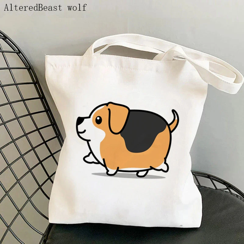 Women Shopper bag Beagle Dog Beach Sunset Kawaii Bag Harajuku Shopping Canvas Shopper Bag girl handbag Tote Shoulder Lady Bag