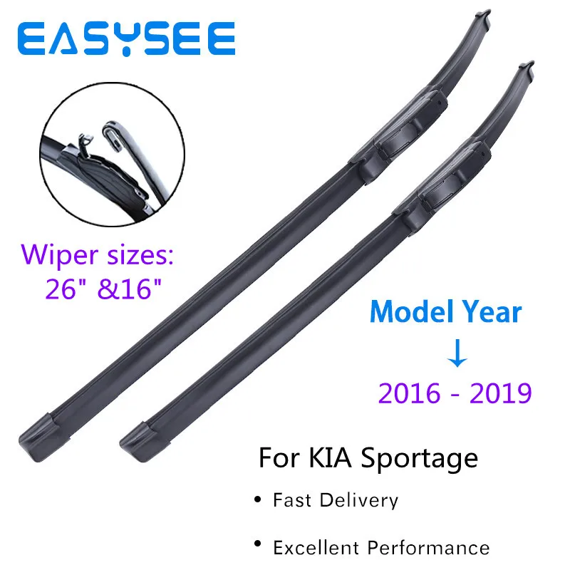 

EASYSEE Hybrid Windscreen Wiper Blades for KIA Sportage Fit Hook Arms Model Year from 1993 to 2018