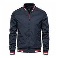 Nouvelle veste homme printemps-automne - manteau coupe-vent décontracté et léger avec fermeture éclair, col et poignets côtelés rayés. 2