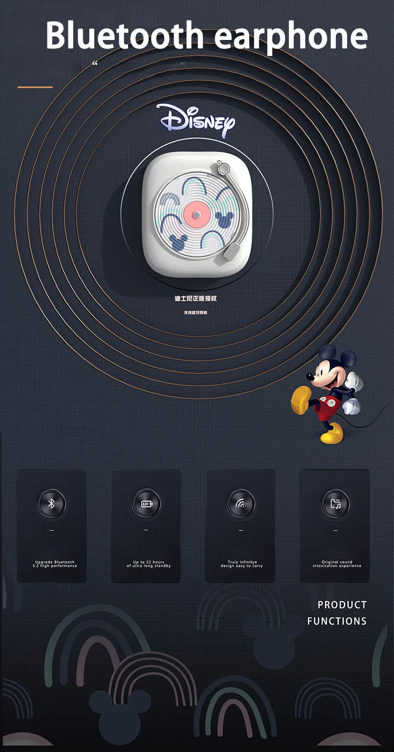 Écouteurs intra-auriculaires sans fil stéréo TWS Disney Mickey