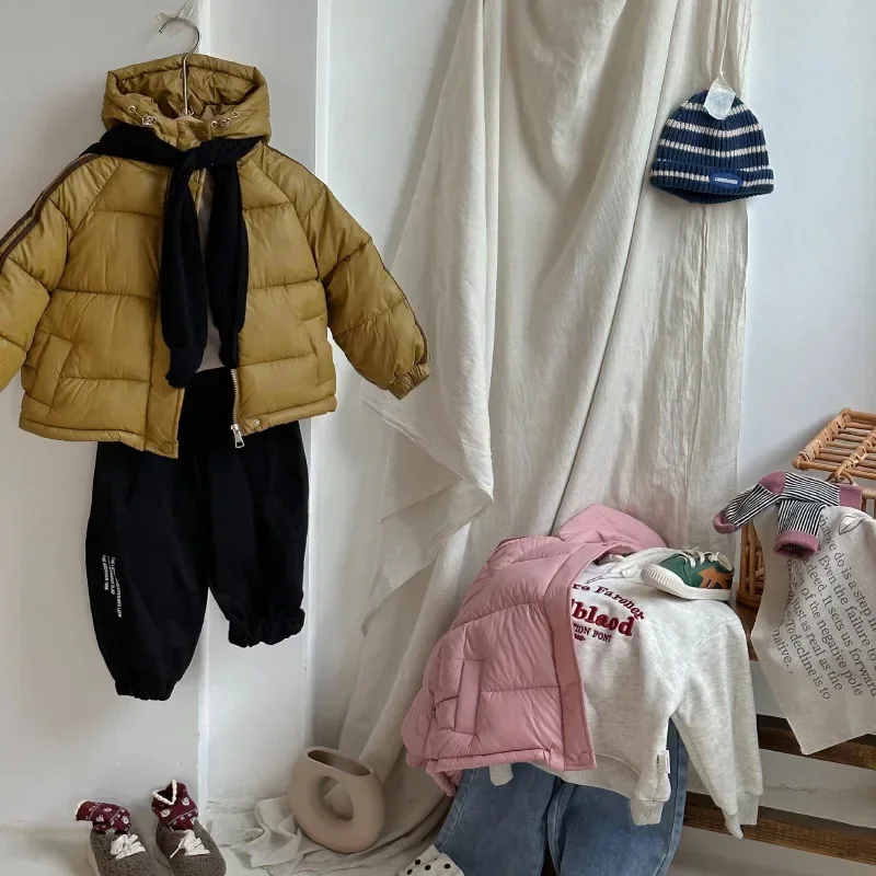 Down Jacket Children Jackets Girls Coat Korean Cotton Hooded Kids Jacket Winter Thicken Warm Girls Boys Casual Cotton Coats Outerwear Windproof Down Jackets