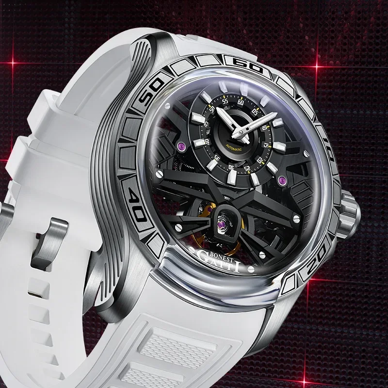 BONEST GATTI Men's Cool Trendy Hollow Tourbillon Fully Automatic Mechanical Watch