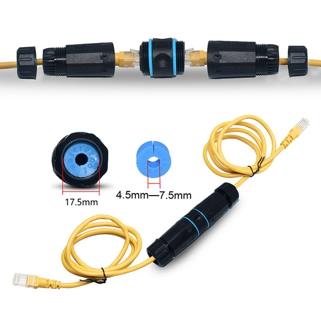 Nuzamas M23 – Juego 3 Conectores RJ45 Macho Hembra Impermeables IP68 – Acoplador De Extensión Para Cable Ethernet CAT6 – Exterior Jardín