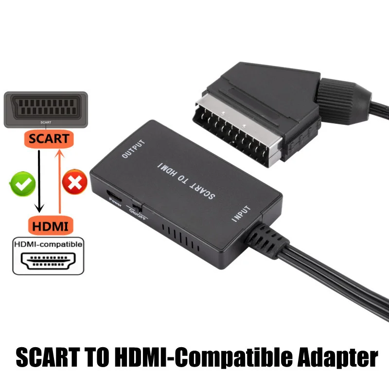 Convertitore Compatibile Da Scart A Hdmi Con Cavo Wrugste Scart In Hdmi Out 720P/1080P Switch Adattatore Convertitore Audio Video Per Hdtv