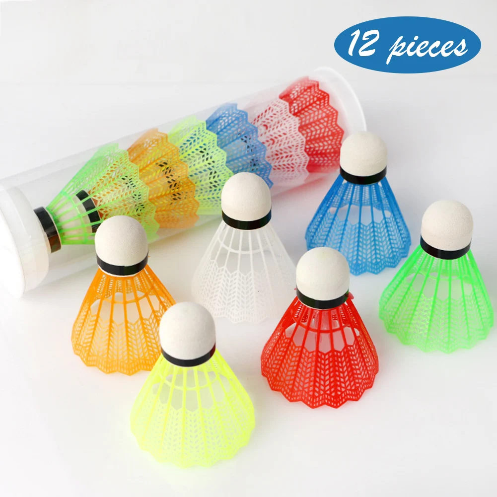 Badminton Shuttlecock 12pcs Plastic Lightweight For Practice Portable for Training Kids Entertainment