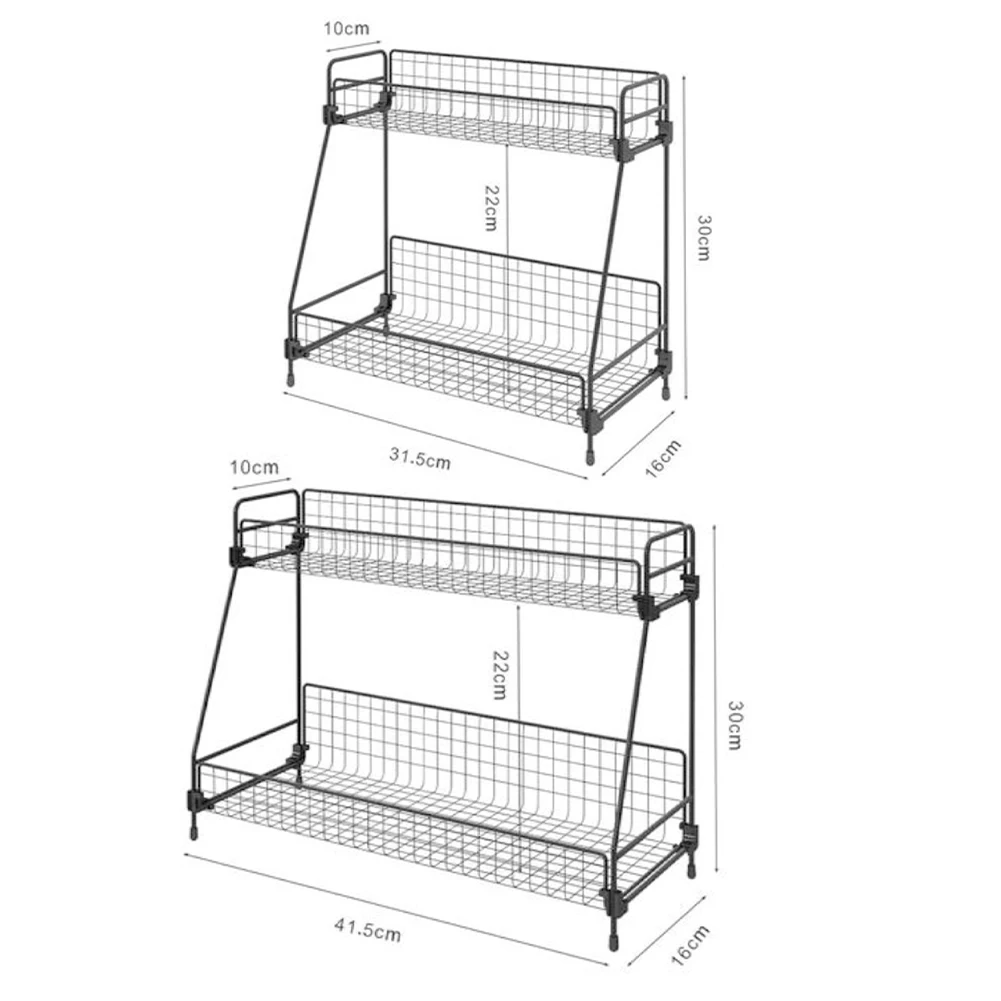 Standing 2 Tiers Spice Herb Jar Rack Holder Storage Organizer Counter Shelf Black: 3 - 5 Days Free Delivery Only UK