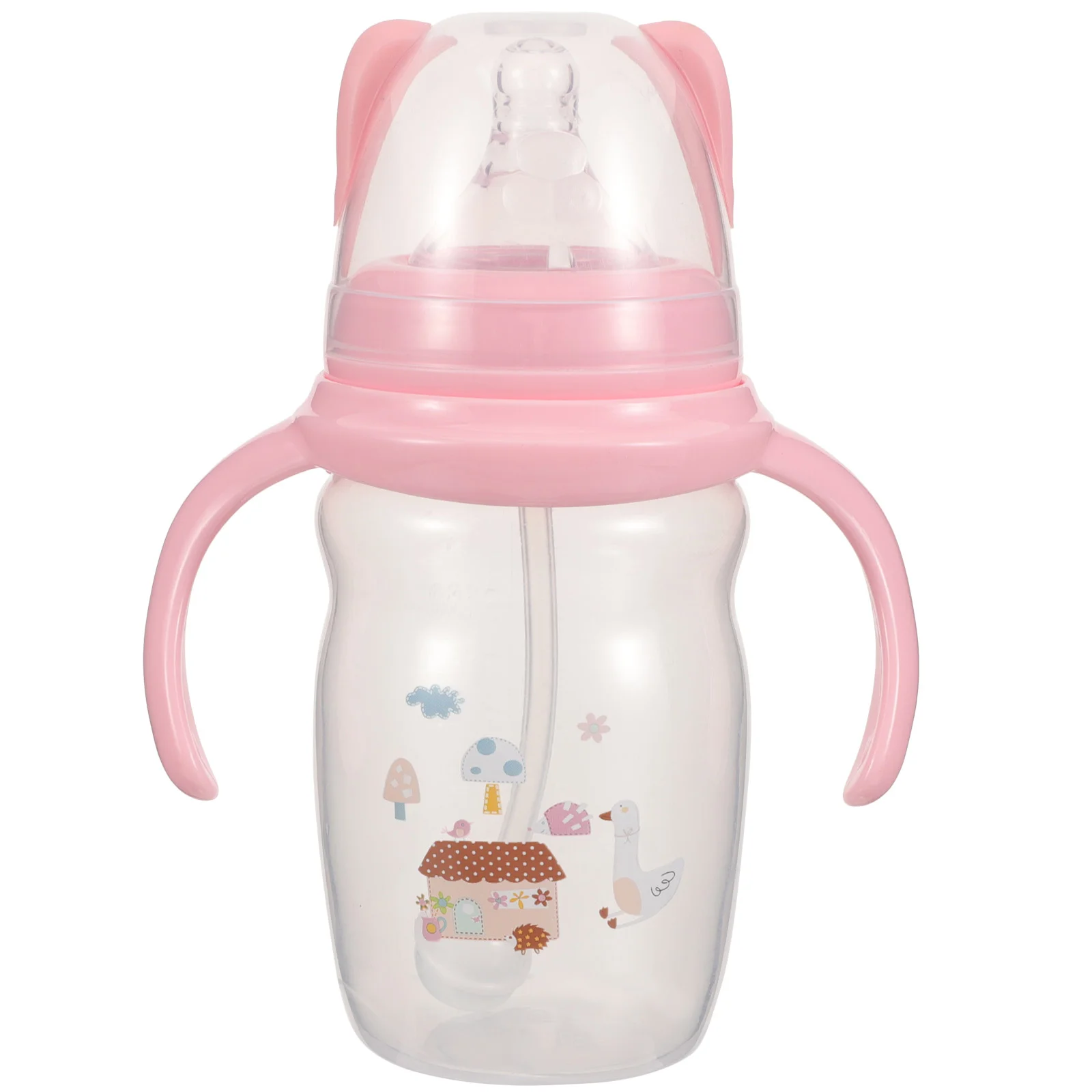 

1Pc Leak-Proof Kids Water Cup Drinking Cup Milk Feeding Bottle for Baby (Pink)
