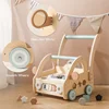 Children's Wooden Walker Montessori Toy Cart Learning Kids Simulated Shopping  For 3 Year Baby Car Toddler Trolley Wagon Gifts 5