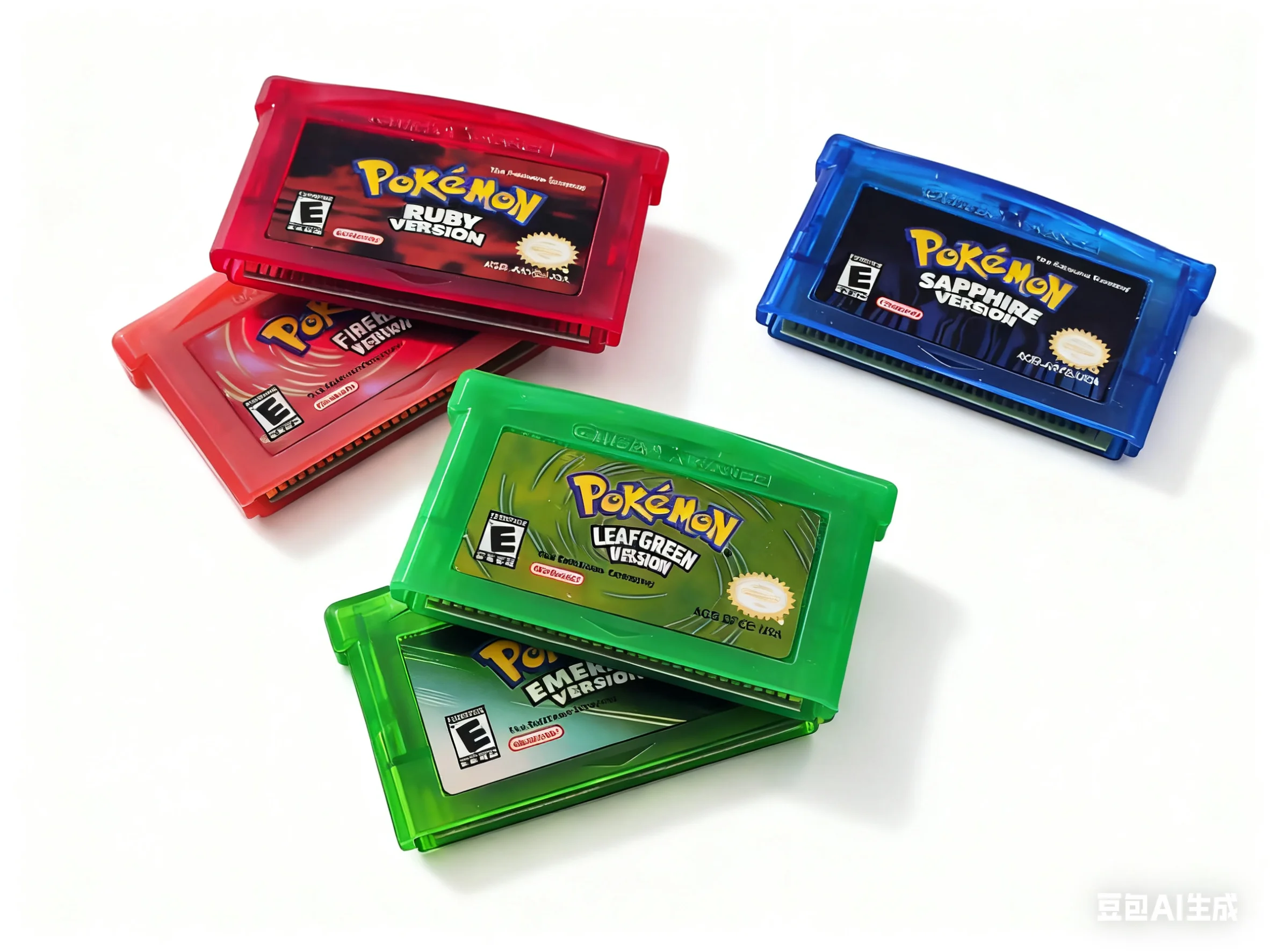 -GBA 게임 시리즈 32비트 비디오 게임 카트리지 콘솔 카드 에메랄드 파이어레드 리프그린 루비 사파이어