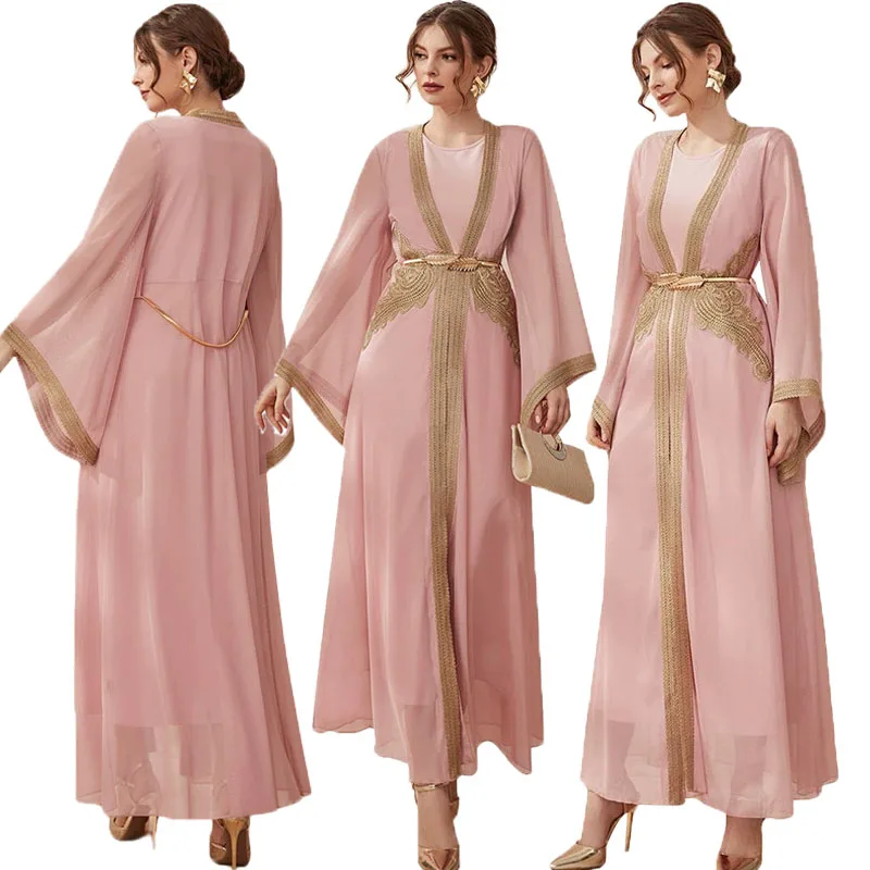 

2 шт., мусульманская абайя, модное женское платье в комплекте, индейка, кафтан, Дубай, Саудовская Аравия, аксессуары для одежды, марокканская Джаба