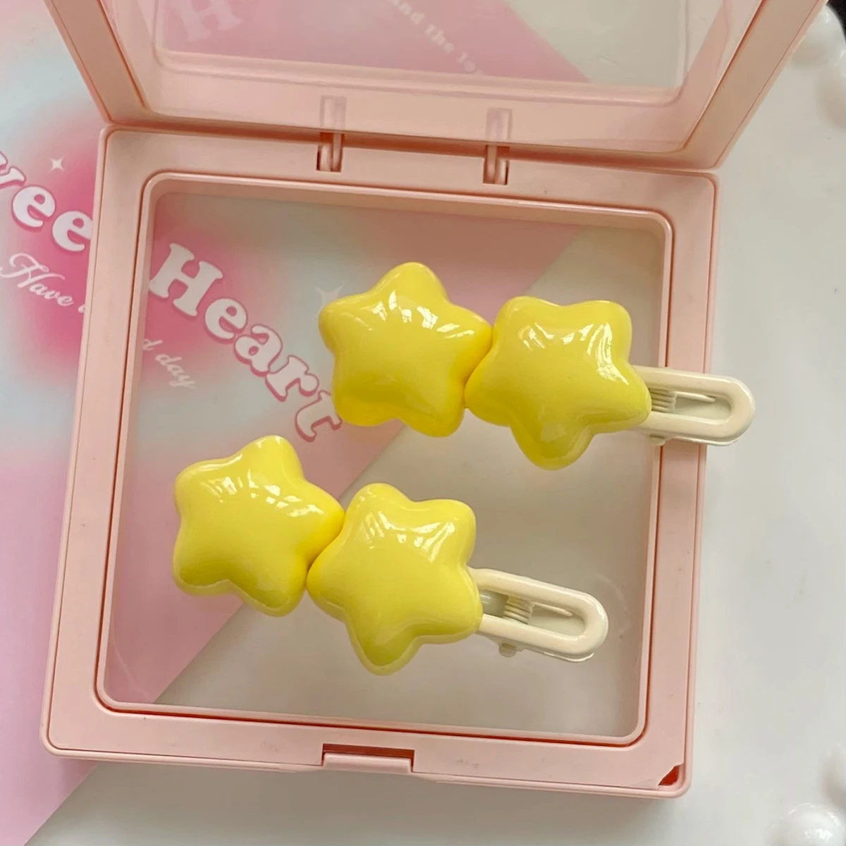 

New Cute Yellow Star Girl Y2K Hair Clip Alloy Barrettes Sweet Small Stars Hairpin Duckbill Clips For Women Hair Accessories