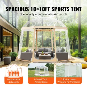 Sports Tent Instant Pop-Up Tent Shelter Weather Proof 4-8 People Clear 2