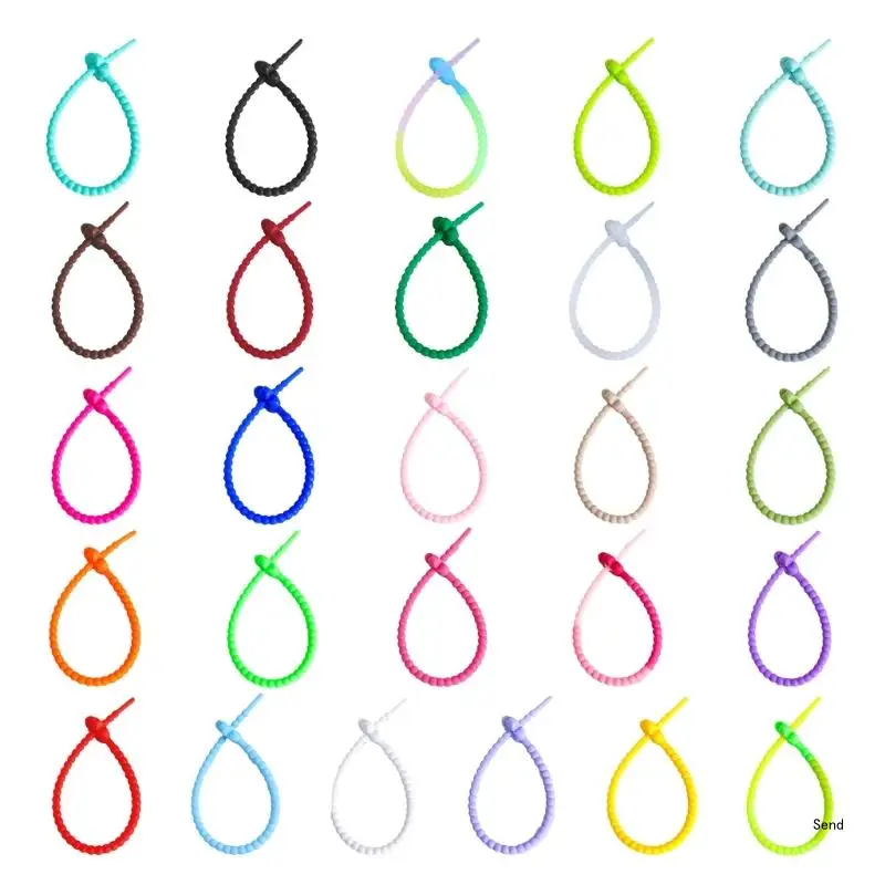 

25cm Colored Small Flower Silicone Rope DIY Jewelry Keychain Accessories Self-Locking Strap Lanyard Strap Easy to Use