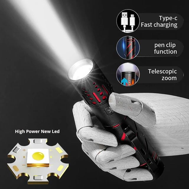 Lampe de poche LED 100000 lumens, aste, USB 18650, étanche, n'aime, pêche,  chasse - AliExpress