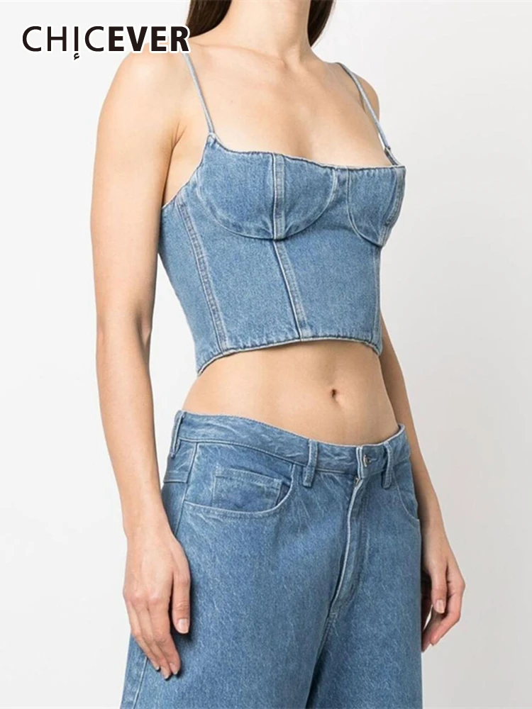 

CHICEVER Sexy Camisole Tank Tops For Women Square Collar Sleeveless Off Shoulder Slimming Folds Solid Vest Female Summer Clothes