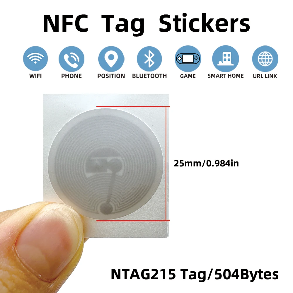 NFC Ntag215 Self-adhesive Tag 13.56MHz ISO14443A Sticker White Ntag 215 NFC Phone Available RFID Stickers Adhesive Label