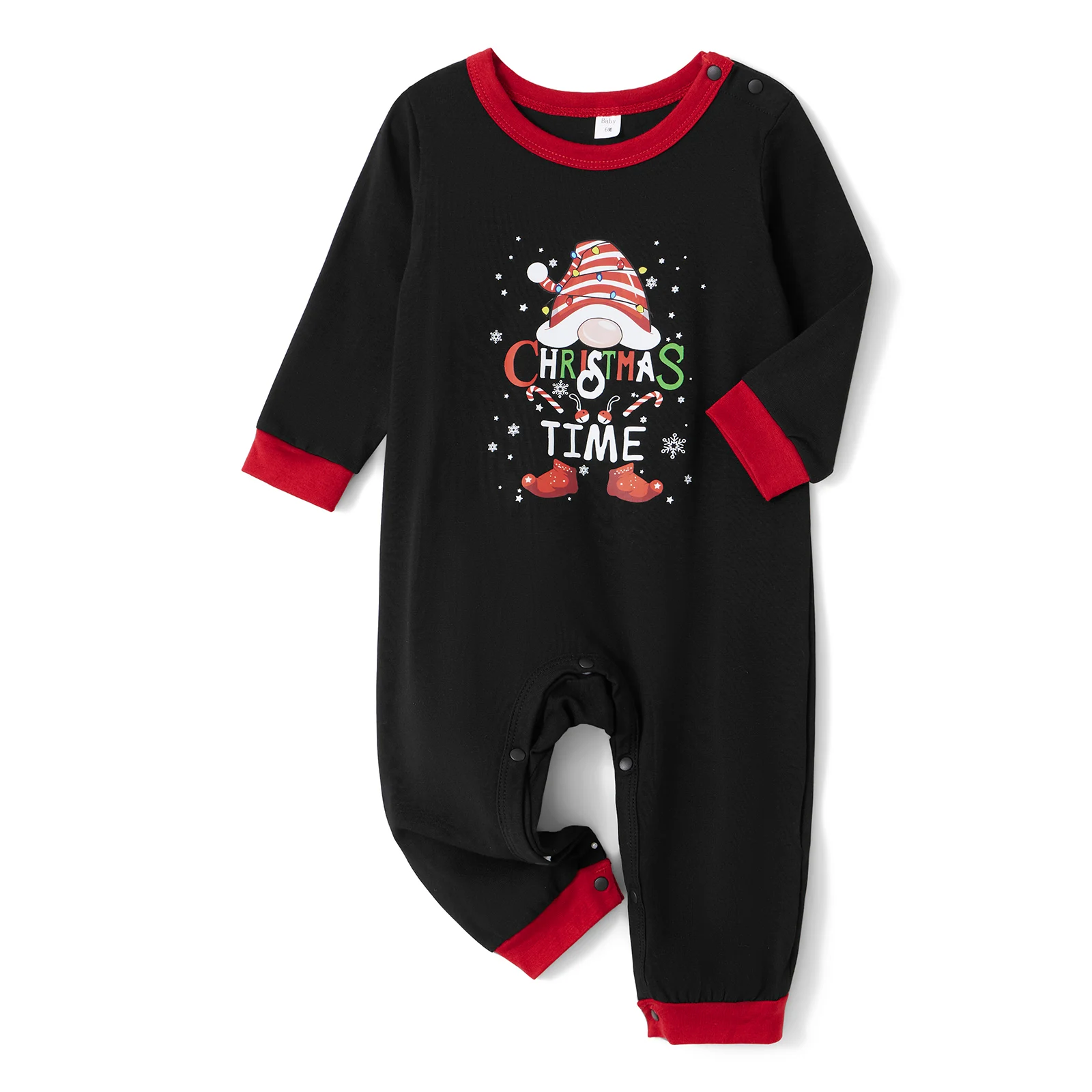 thumbnail image 5 of Conjunto de pijamas navideños a juego para toda la familia, pijamas navideños con estampado de cuadros y letras de gnomos, pijamas para papá, mamá y niños, 5 of 5