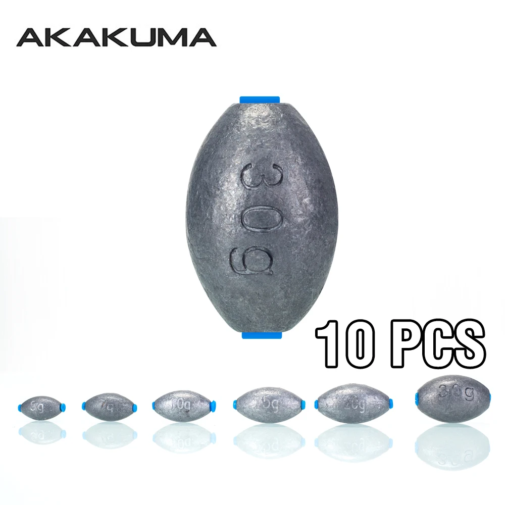 10 plombs olive pour pêche au lancer - Poids de 5g à 30g avec noyau plastique pour distance et précision