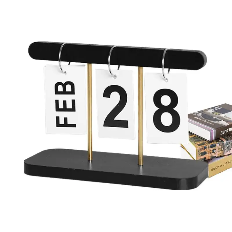 

Wooden Calendar Vintage Turn Over Desktop Calender Creative Large Display Home Decoration Desk Calendar Reusable Calendar For