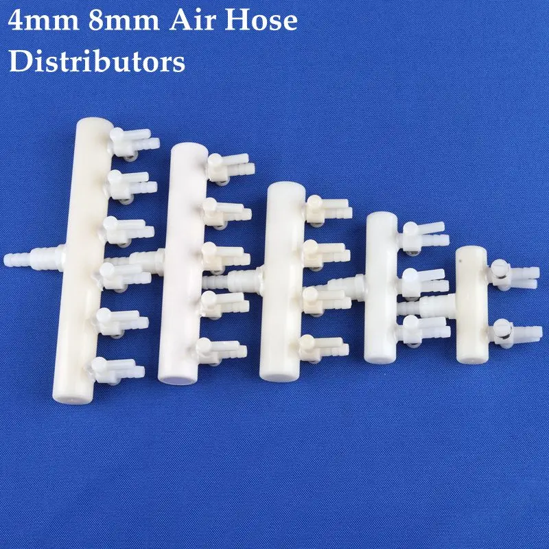 2 pcs 4-8mm 2~6 Heads Aquarium Fish Tank Air Pump Hose Connector Oxygen Pipe Splitter Distributors Aeration Tube Valve