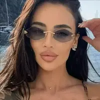 Mode petites lunettes de soleil polygonales pour femmes marque de luxe marron losange lunettes de soleil femme Vintage métal nuances lunettes 2