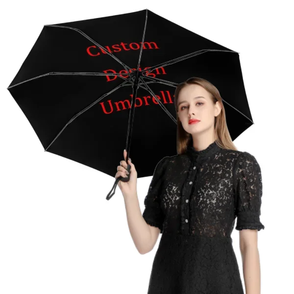 Personalized Automatic Umbrella Rain Women Three Folding Umbrellas Windproof Design Umbrella Female Waterproof Parasol