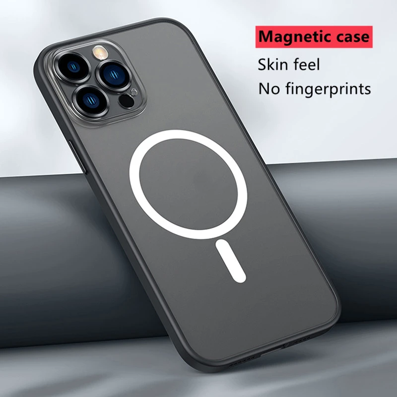 floating waterproof phone case For IPhone 13 12 Pro Max Luxury Frosted Acrylic Magnetic Case for iPhone 11 Pro Max Metal Camera Protection Silicone Cover belt pouch for mobile phone