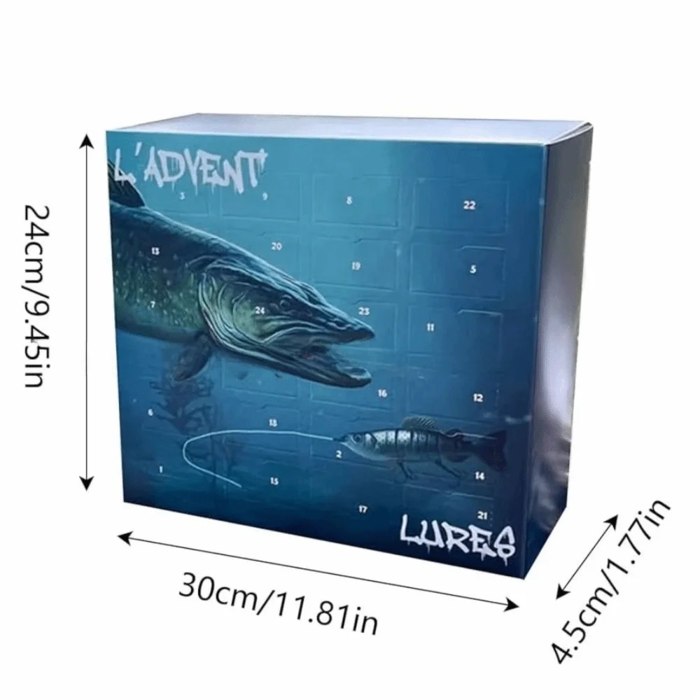 Practical Tackle Fishing Advent Calendar Realistic 24 Days Countdown Fishing Lure Calendar Fishing Gear Fishing Tackle Set Men