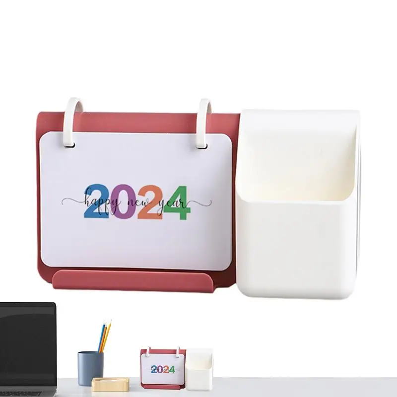 

2024 Desk Calendar Multifunctional 2024 Standing Desk Calendars With Pen Holder Wirebound Table Standup Simple Design Monthly