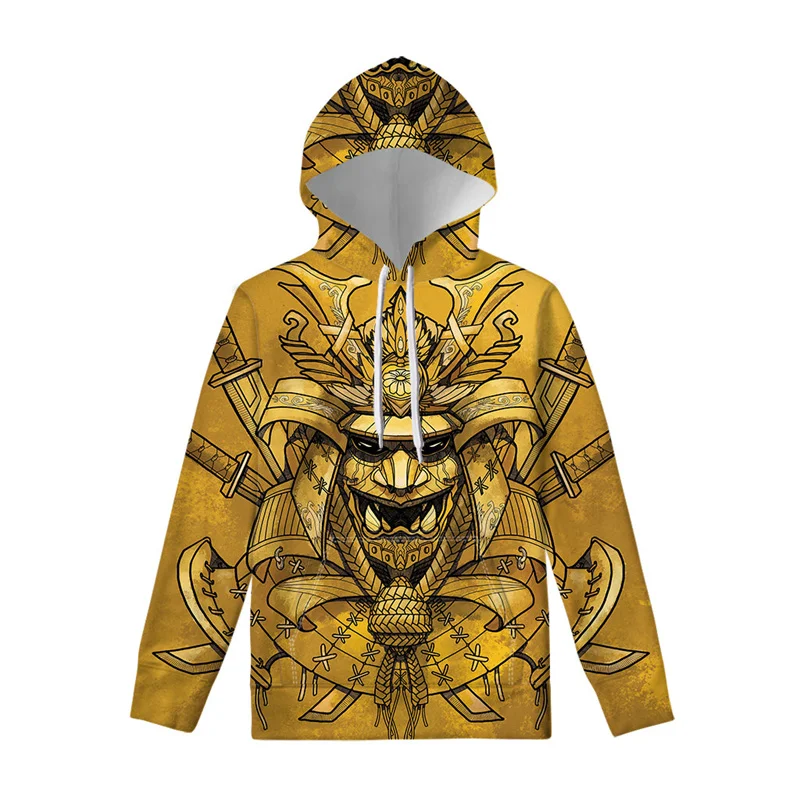thumbnail image 1 of Sudadera con capucha con estampado de samurái japonés para hombre, sudadera con capucha con máscara impresa en 3D retro, sudadera con capucha de manga larga a la moda, jersey informal de calle, 1 of 4