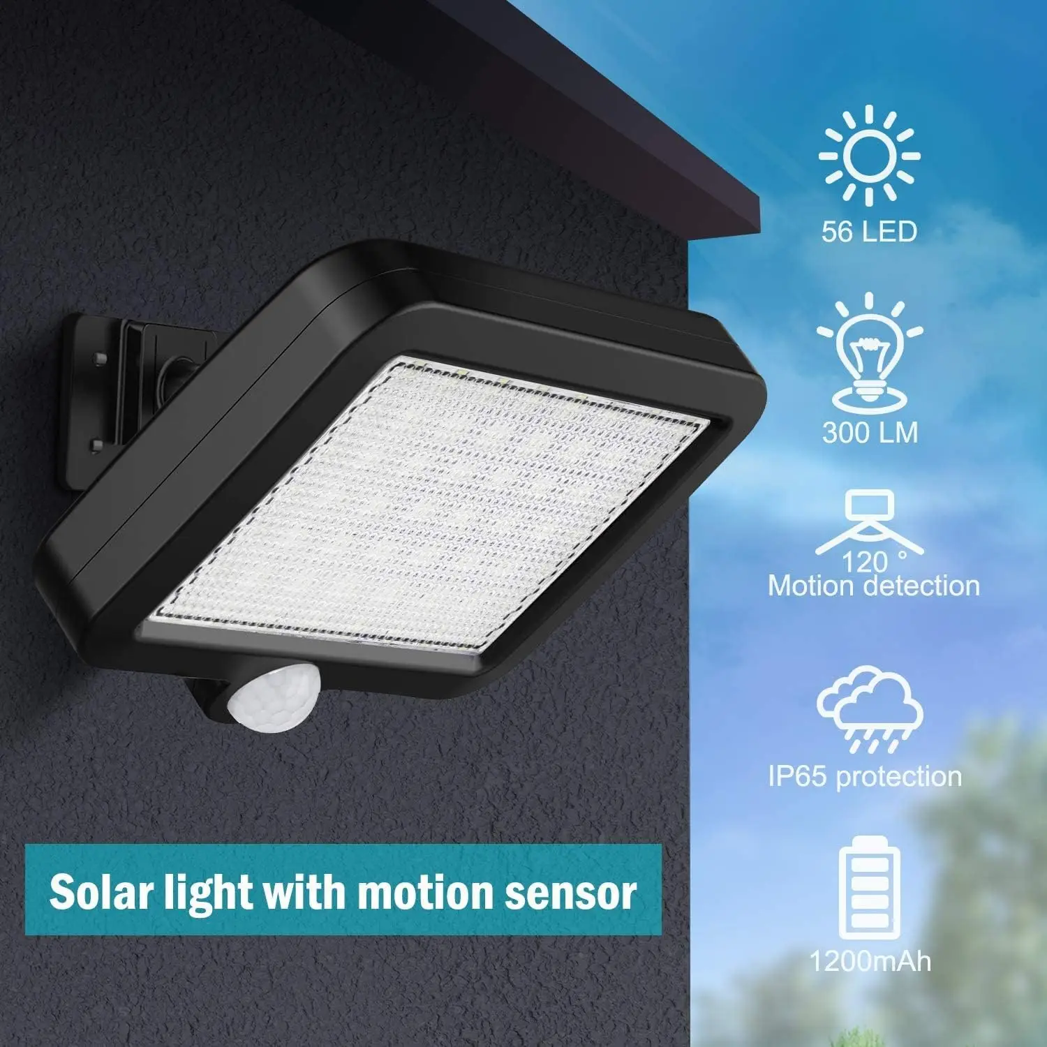 Outdoor Solar Led Light Waterproof Solar Wall Lamp with Motion Sensor Floodlight