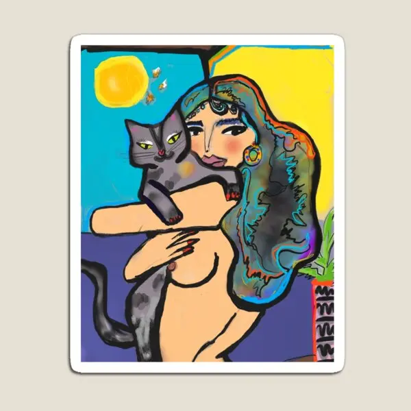 

Psychedelic Self Portrait Magnet Cute Stickers Funny Home Magnetic Children Holder Kids Colorful Refrigerator Decor