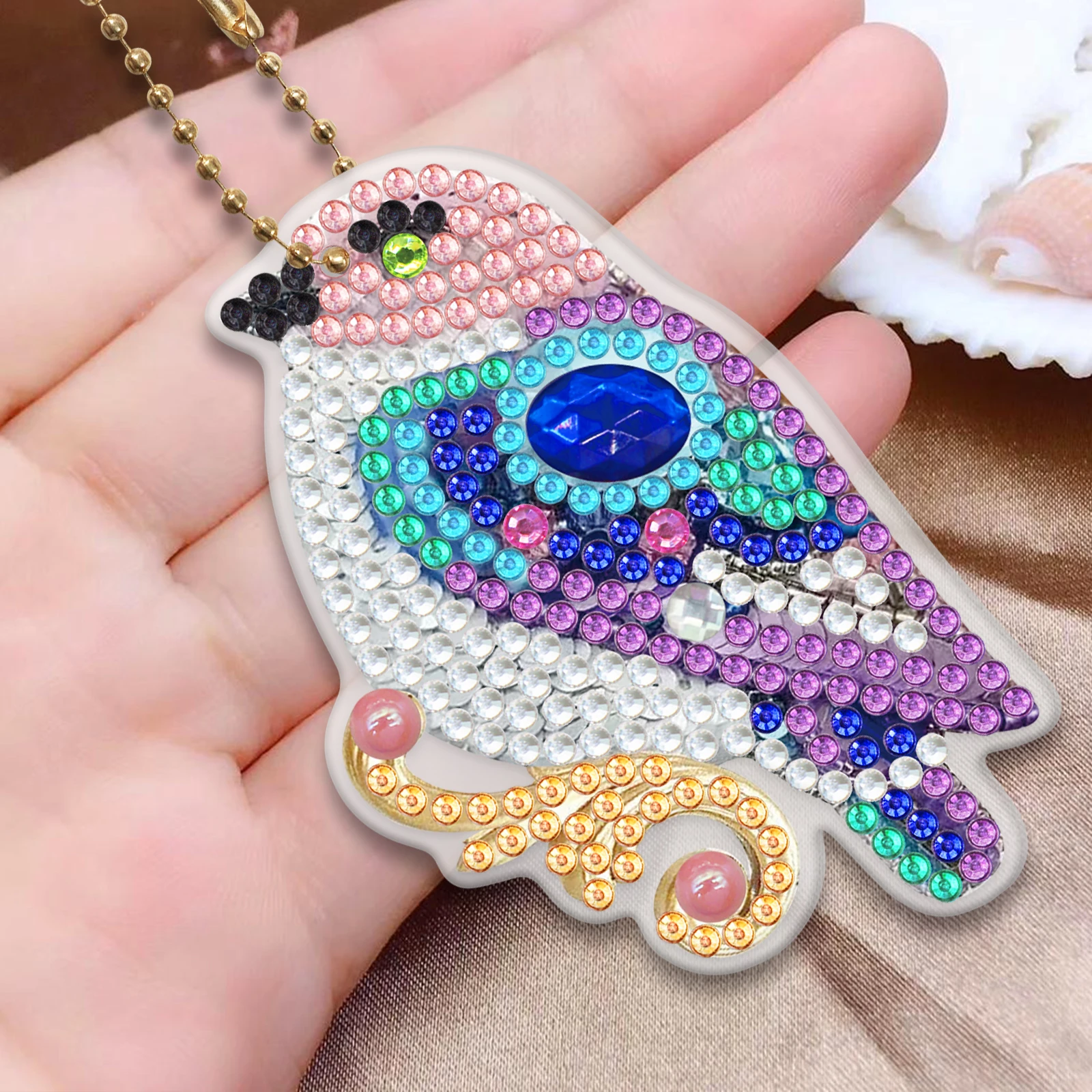 New Keychain 5D Diamond Painting Embroidery Keychain DIY Cartoon Animal Bouquet Keychain Single Sided Point Drill Pendant Gift