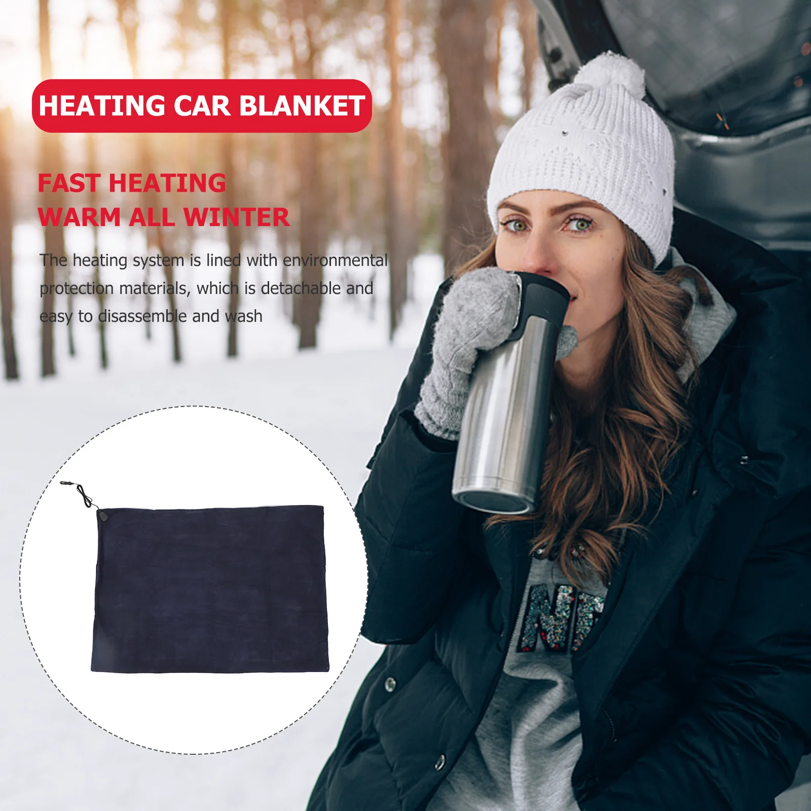 Electric Heated 12V Fast Heating Car Blanket Overheat Protection For Driver Passenger Warm Travel Auto Seat Cover Mat Car