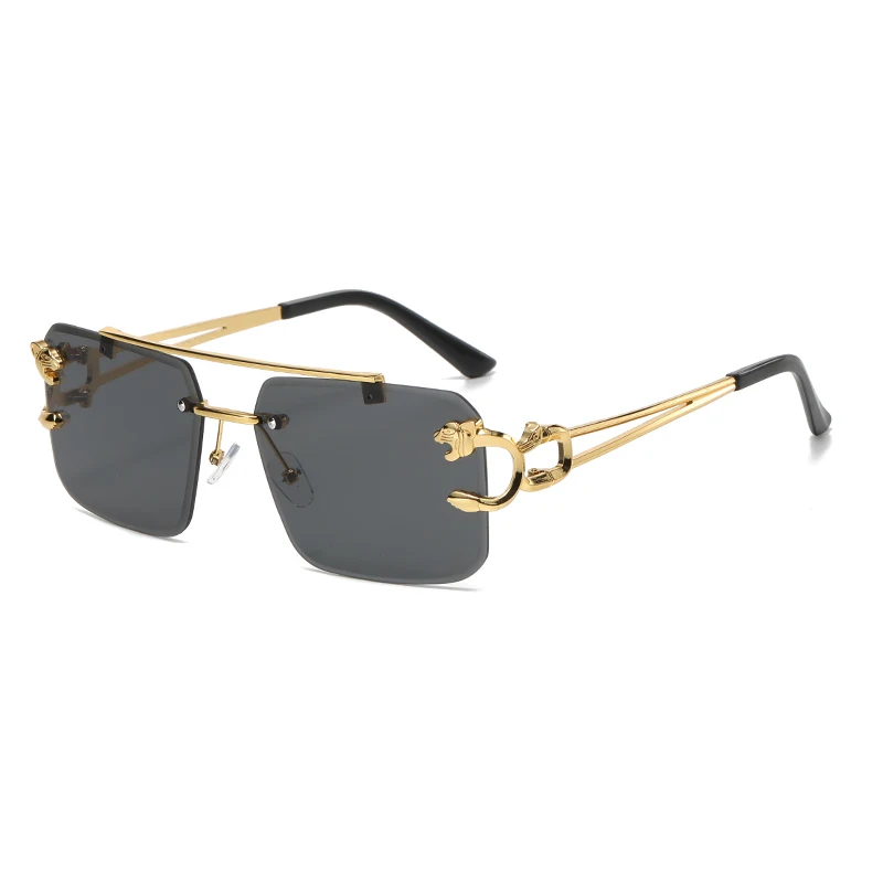 Rimless Square Double Bridge Anti-Light Fashion Glasses - Vintage Trend Design Shades