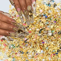 50Pcs Random Mix luxury nail charm Mixed-Style 3D Alloy Crystal Rhinestone Gem nail decoration Shiny Flat-Back Stone Nail Decor 1