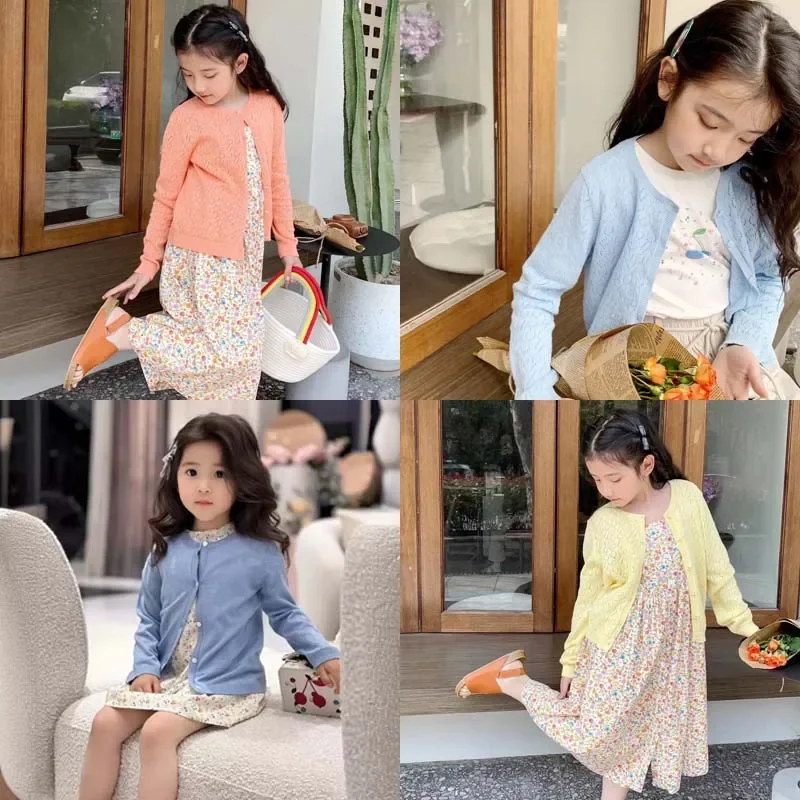 

Pre-sale (Ship in May) 2024 BP Summer Baby Girl Cardigan Colorful Hollow Knit Sweater Baby Girl Spring Clothes Boy Blue Cardigan