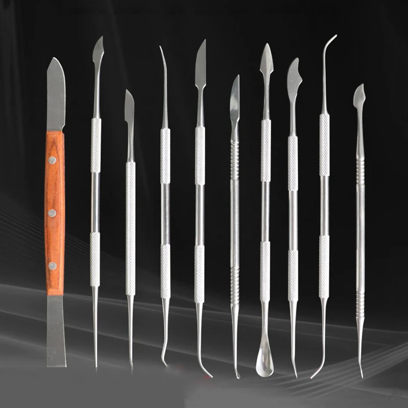NEW 10Pcs Dental Stainless Steel Wax Carving Tool Set Dentist Sculpture