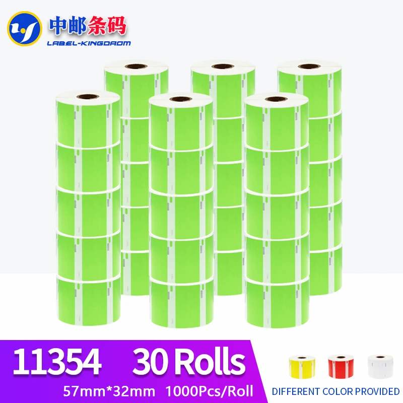 30 Rotoli Dymo Compatibile Verde 11354 Etichetta 57Mm * 32Mm 1000 Pz Per Labelwriter 400 450 450Turbo Stampante Seiko Slp 440 450