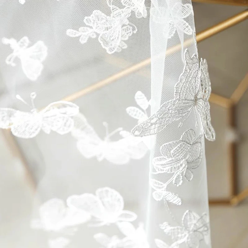 90x120cm 3D Butterfly Embroidery Tulle Fabric for Bridal Wedding Dress DIY Party Dress Home Decor Crafts Sewing Lace Fabric