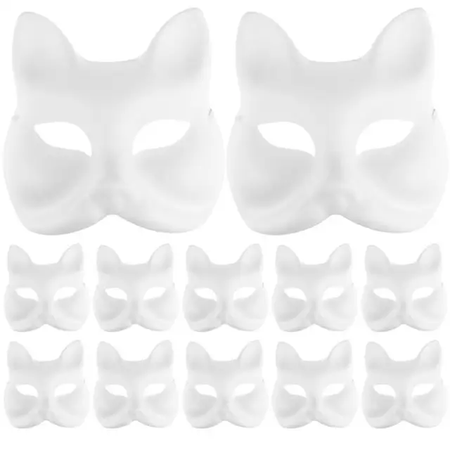 LOGOFUN 20 Pcs Cat Masks for Kids Therian Mask White Paper Blank DIY  Unpainted Animal Mask Cosplay Halloween Masquerade Party Costume Accessory