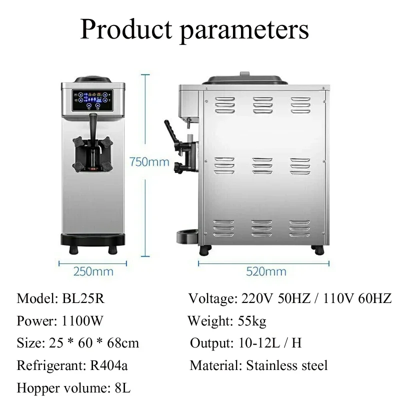 Ice Cream Machine Table Top Hard Ice Cream Yogurt Maker 1400W Automatic Benchtop Gelato Home Appliance Commercial - Image 2
