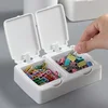 Desktop Organizer Mini with Lid Pop-up Window Paper Clips Cotton Swabs Cosmetic Cotton Plastic Dust Sundries Organizing Box 4