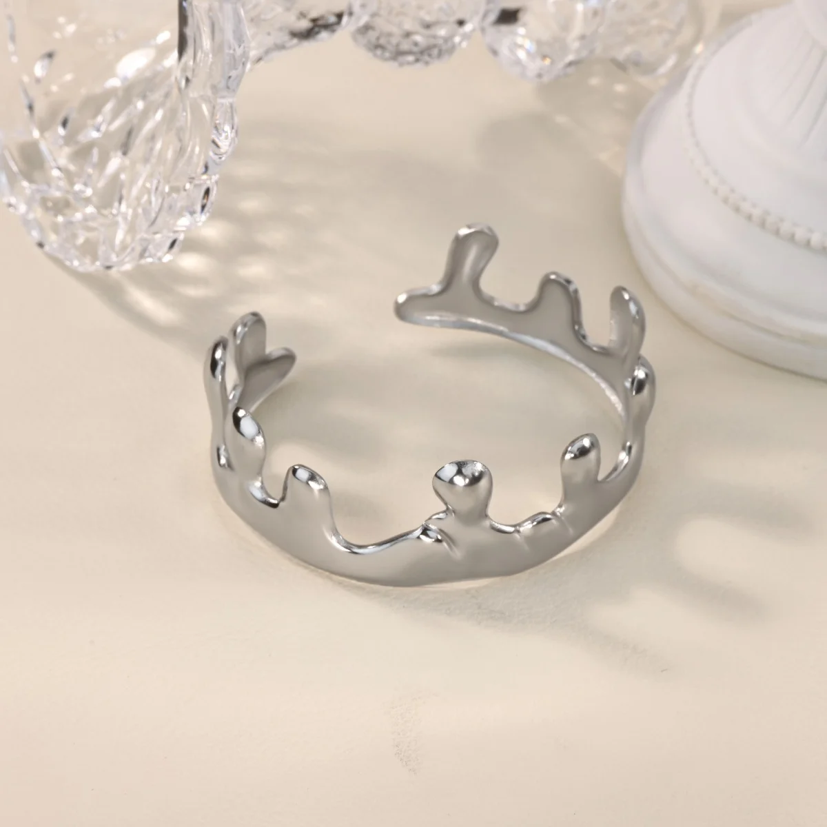 Crown Design Bangles For Women Silver Stainless Steel Geometric Bangle