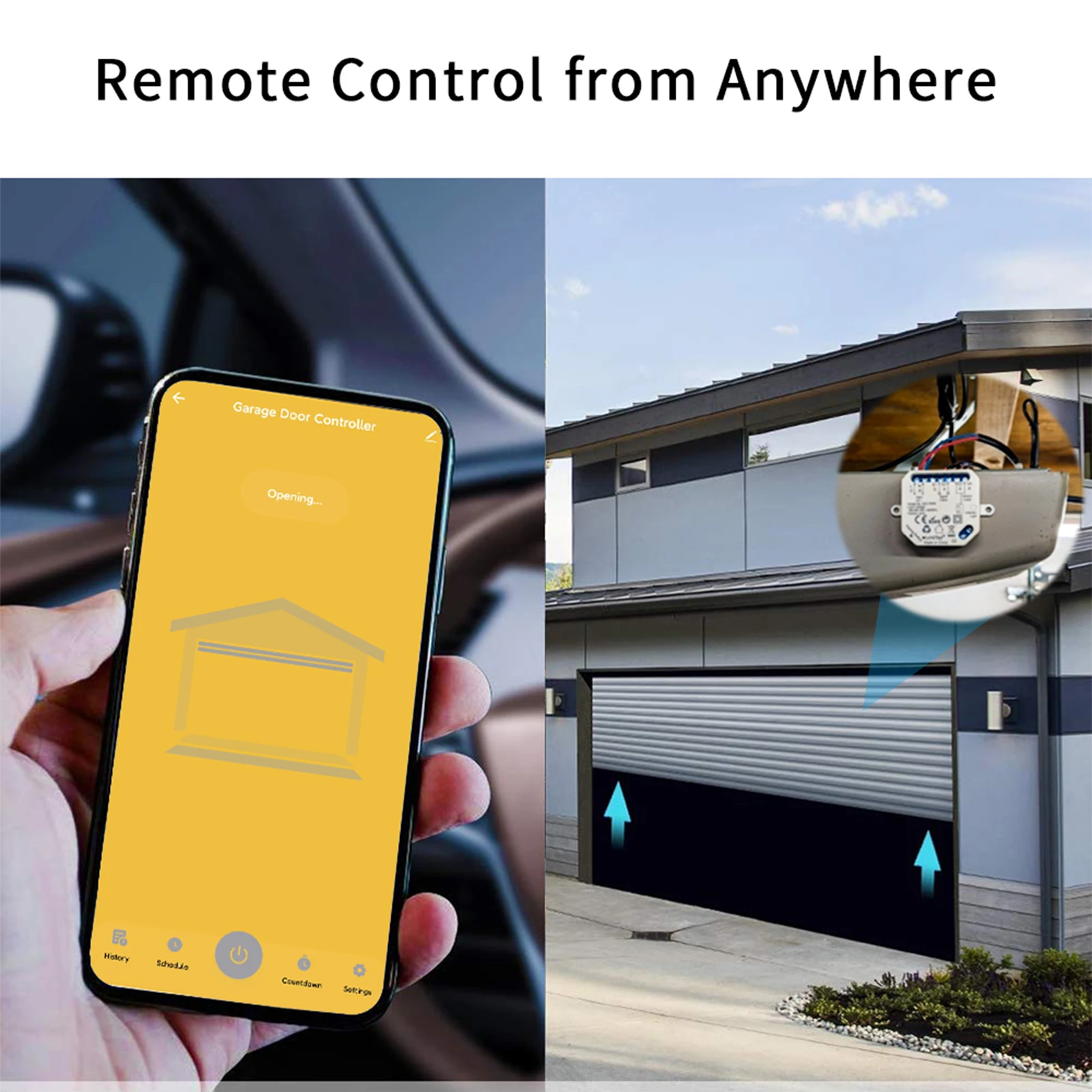 Garage Door Opener Garage Remote Control QCSMART Tuya Smart Life Garage Door Opener Controller Security Protection Remote Control Google Home Assistant Alexa